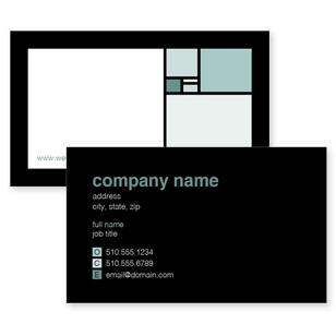 Colorful Squares Business Card 2x3-1/2 Rectangle Horizontal - Tropical Teal
