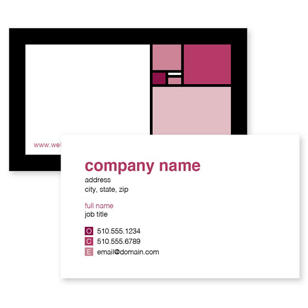 Colorful Squares Business Card 2x3-1/2 Rectangle Horizontal - Merlot Red
