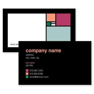 Colorful Squares Business Card 2x3-1/2 Rectangle Horizontal - Apricot