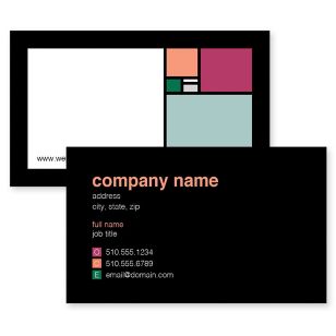 Colorful Squares Business Card 2x3-1/2 Rectangle Horizontal - Apricot