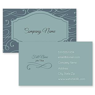 Elegant Scroll Business Card 2x3-1/2 Rectangle Horizontal - Tropical Teal