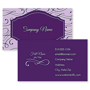 Elegant Scroll Business Card 2x3-1/2 Rectangle Horizontal - Violet
