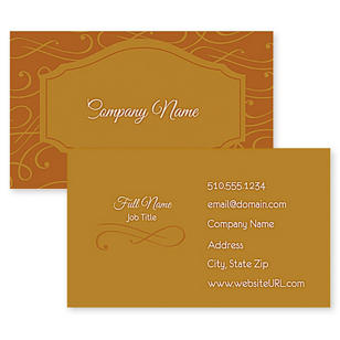 Elegant Scroll Business Card 2x3-1/2 Rectangle Horizontal - Desert Orange Red