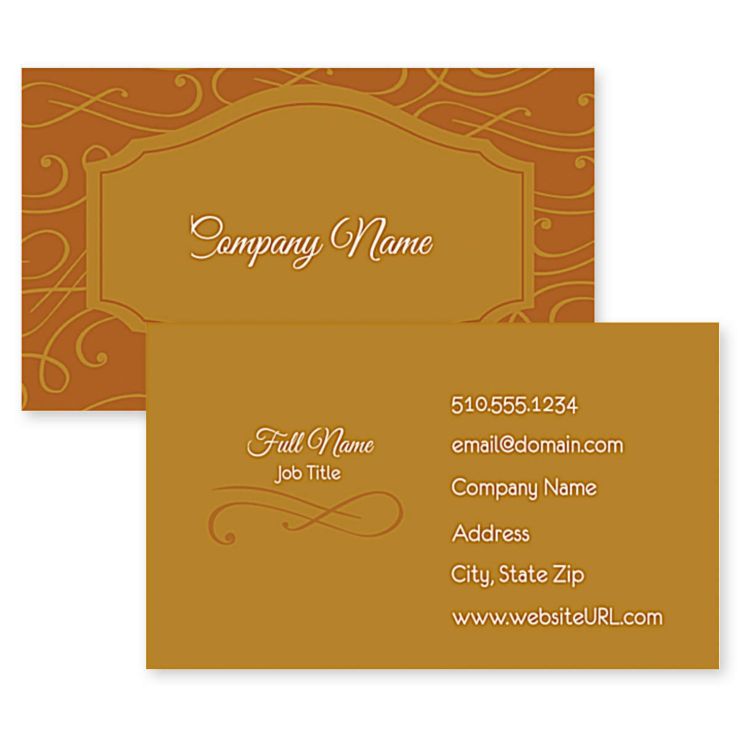 Elegant Scroll Business Card 2x3-1/2 Rectangle Horizontal