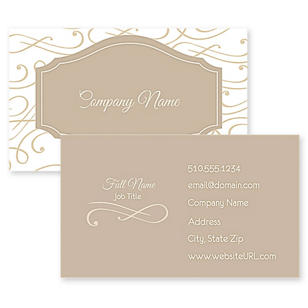 Elegant Scroll Business Card 2x3-1/2 Rectangle Horizontal - Wheat