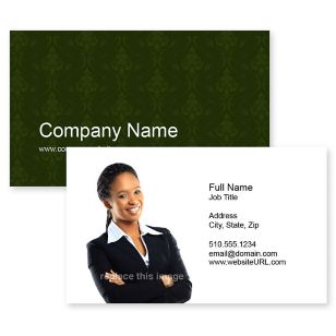 Fancy Wallpaper Business Card 2x3-1/2 Rectangle Horizontal - Deep Teal