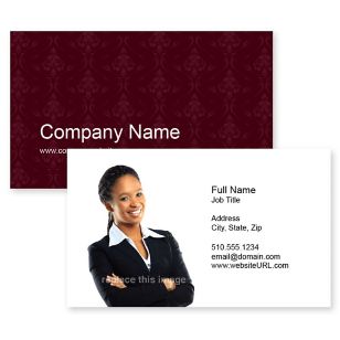 Fancy Wallpaper Business Card 2x3-1/2 Rectangle Horizontal - Paprika Red