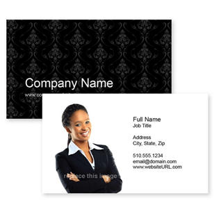 Fancy Wallpaper Business Card 2x3-1/2 Rectangle Horizontal - Black