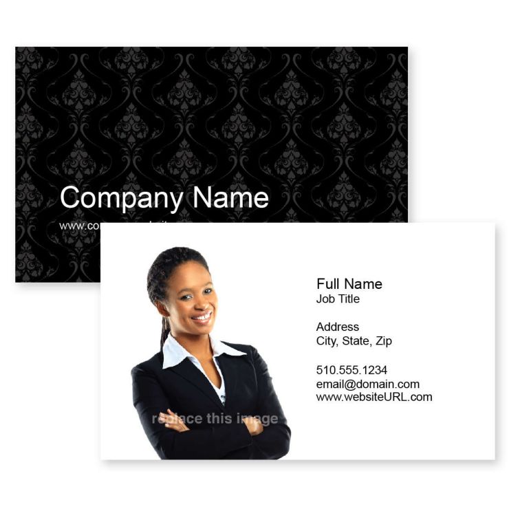 Fancy Wallpaper Business Card 2x3-1/2 Rectangle Horizontal - Black