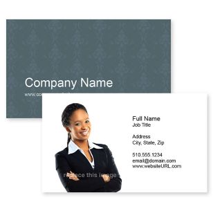 Fancy Wallpaper Business Card 2x3-1/2 Rectangle Horizontal - Blue Stratos