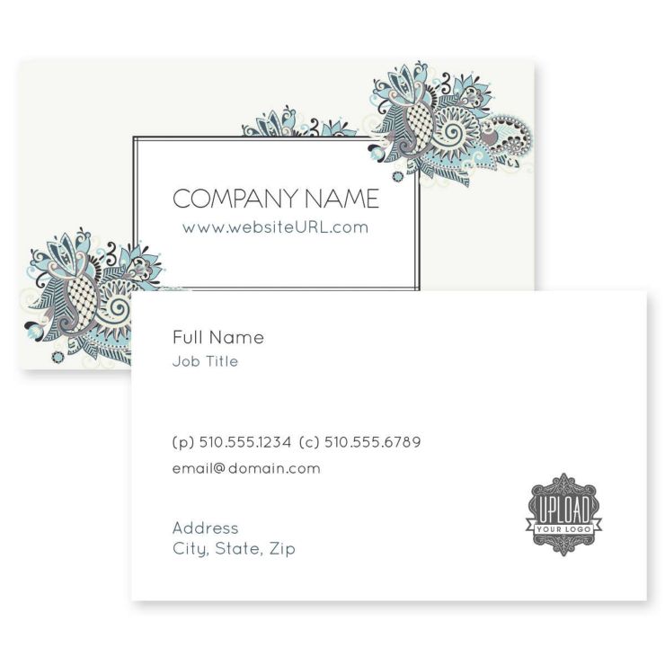 Floral Paisley Business Card 2x3-1/2 Rectangle Horizontal - Linen
