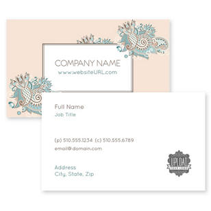 Floral Paisley Business Card 2x3-1/2 Rectangle Horizontal - Wheat