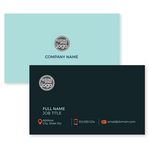 Logo Layout Business Card 2x3-1/2 Rectangle Horizontal - Deep Teal