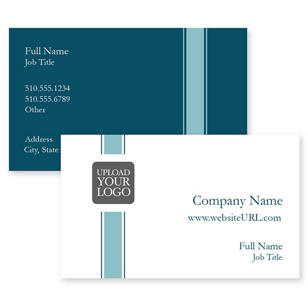 Single Stripe Business Card 2x3-1/2 Rectangle Horizontal - Venice Blue