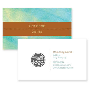 Teal Shimmer Business Card 2x3-1/2 Rectangle Horizontal - Desert Orange Red