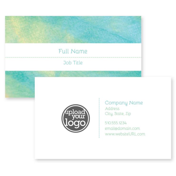 Teal Shimmer Business Card 2x3-1/2 Rectangle Horizontal - Blue, Sky
