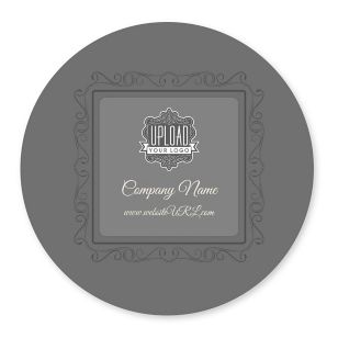 Twirly Border Sticker 4x4 Circle - Emperor Gray