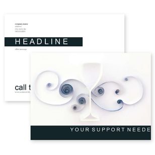 Quilling Wine Glass Postcard 5x7 Rectangle Horizontal - Midnight Blue