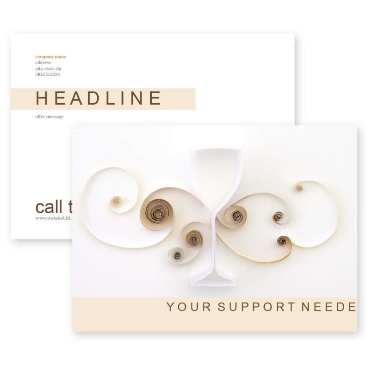 Quilling Wine Glass Postcard 5x7 Rectangle Horizontal - Wheat