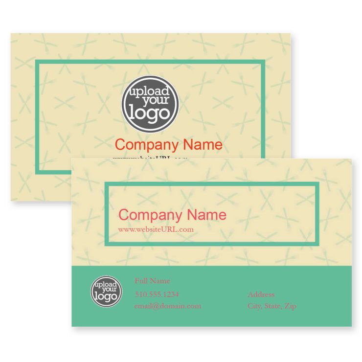 Forks-n-Knives Business Card 2x3-1/2 Rectangle - De York Green