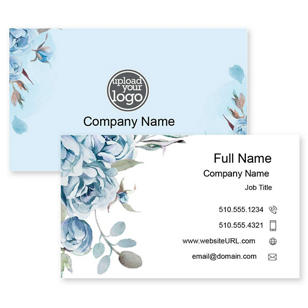Rose Peonies Business Card 2x3-1/2 Rectangle - Sky Blue