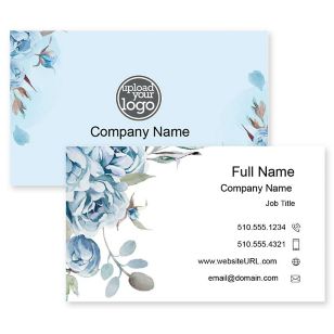 Rose Peonies Business Card 2x3-1/2 Rectangle - Blue, Sky