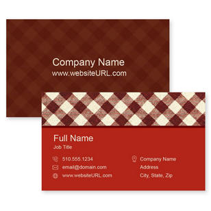 Gingham Style Business Card 2x3-1/2 Rectangle - Merlot Red
