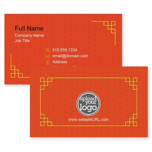 Gold Pattern Business Card 2x3-1/2 Rectangle - Red