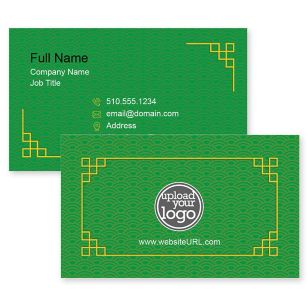 Gold Pattern Business Card 2x3-1/2 Rectangle - Verdun Green