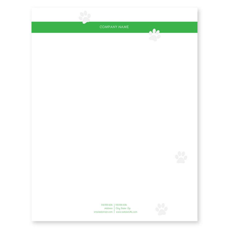 Paw Prints Letterhead 8-1/2x11 - Kiwi Green