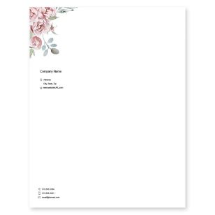 Rose Peonies Letterhead 8-1/2x11 - Apricot