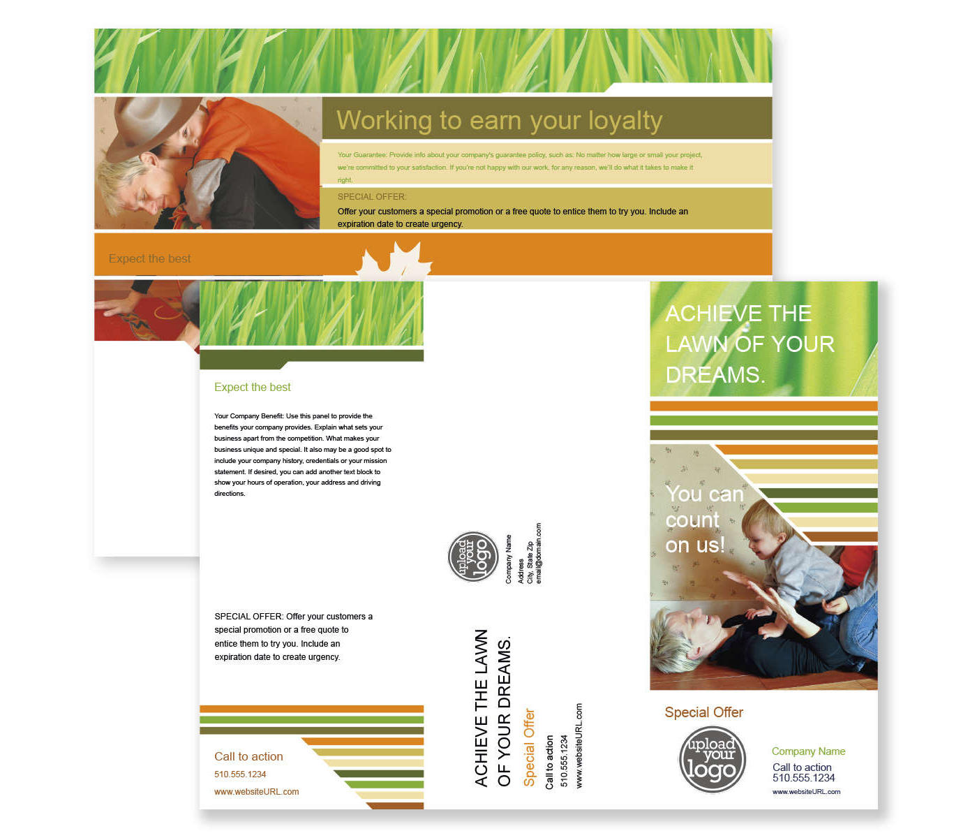 Healthy Lawn Brochure tri-fold 8-1/2x11 Rectangle - Moss Green