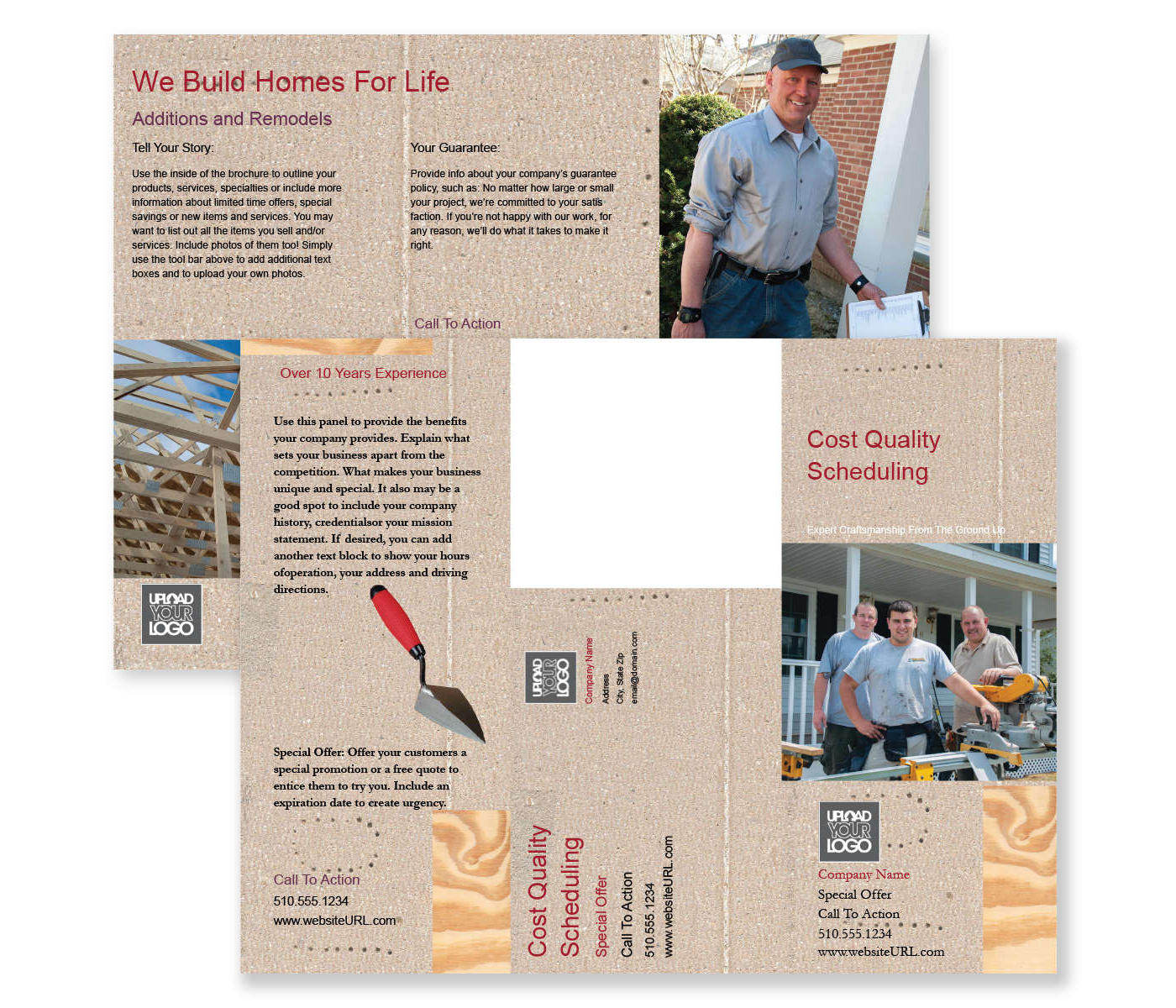 Home Construction Brochure tri-fold 8-1/2x11 Rectangle - Apricot