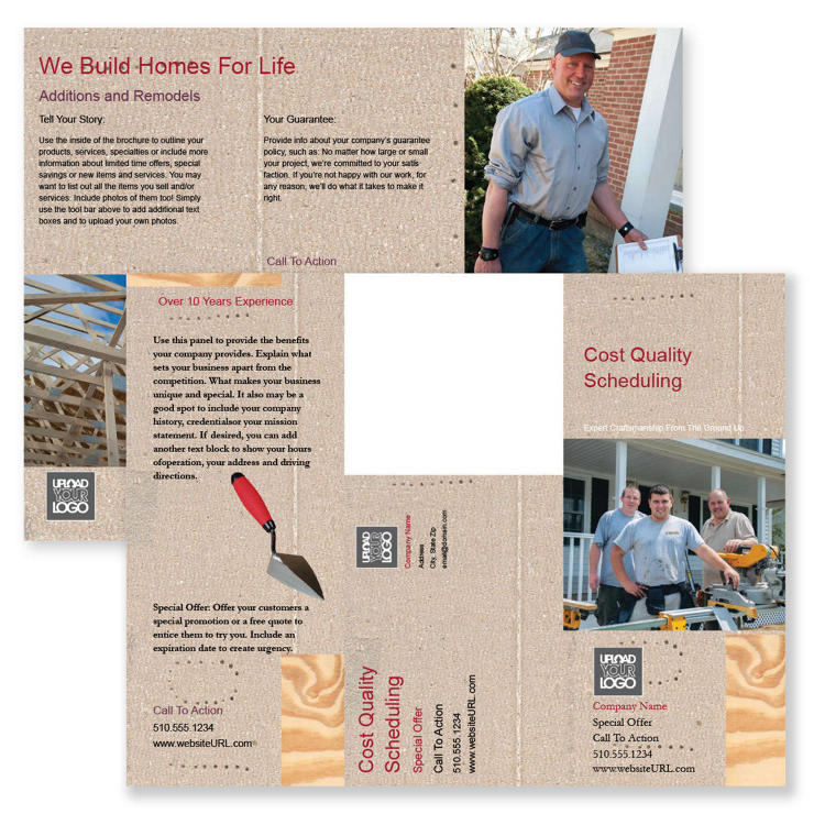 Home Construction Brochure tri-fold 8-1/2x11 Rectangle - Apricot