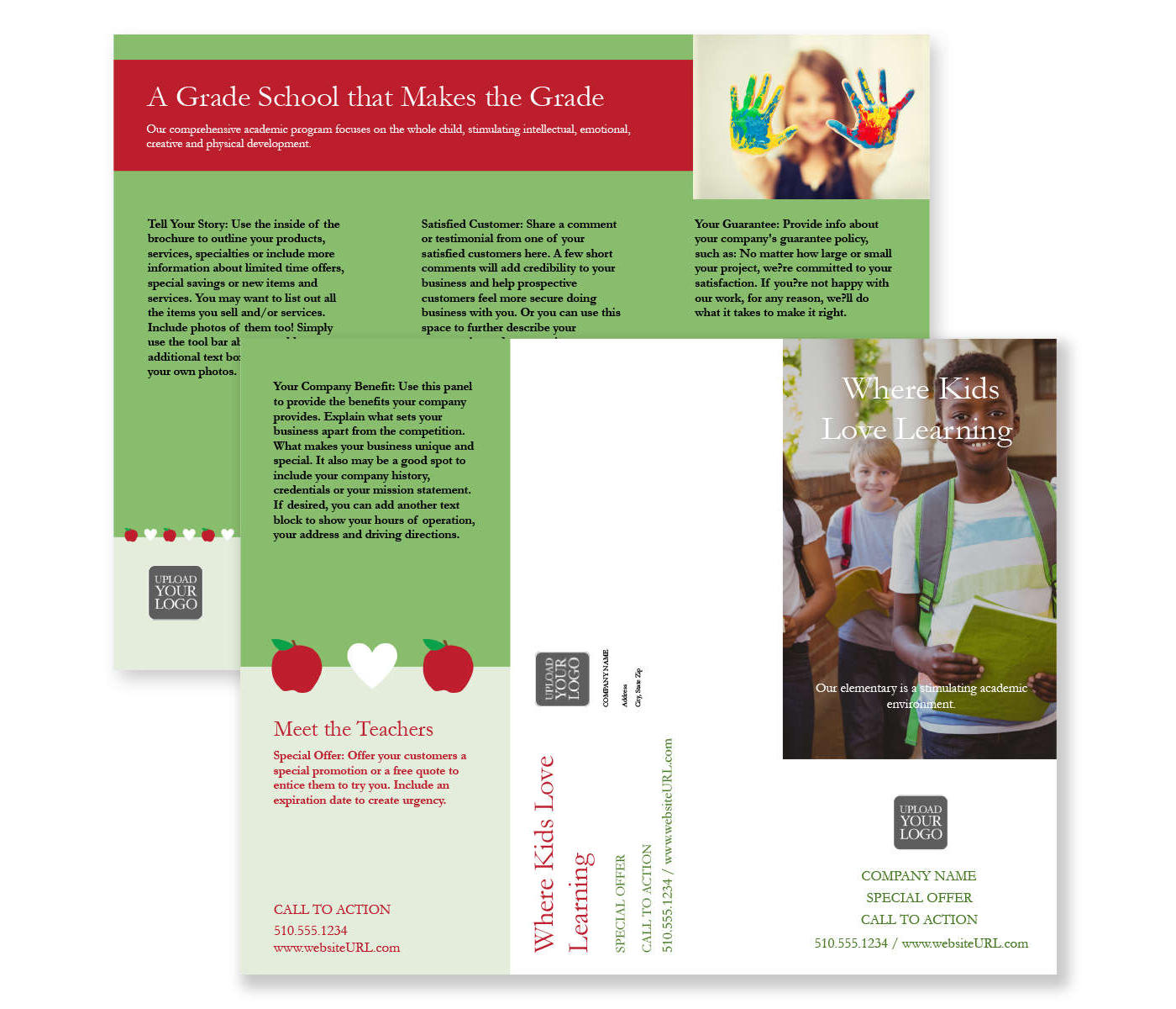 Kids Love Learning Brochure tri-fold 8-1/2x11 Rectangle - Moss Green