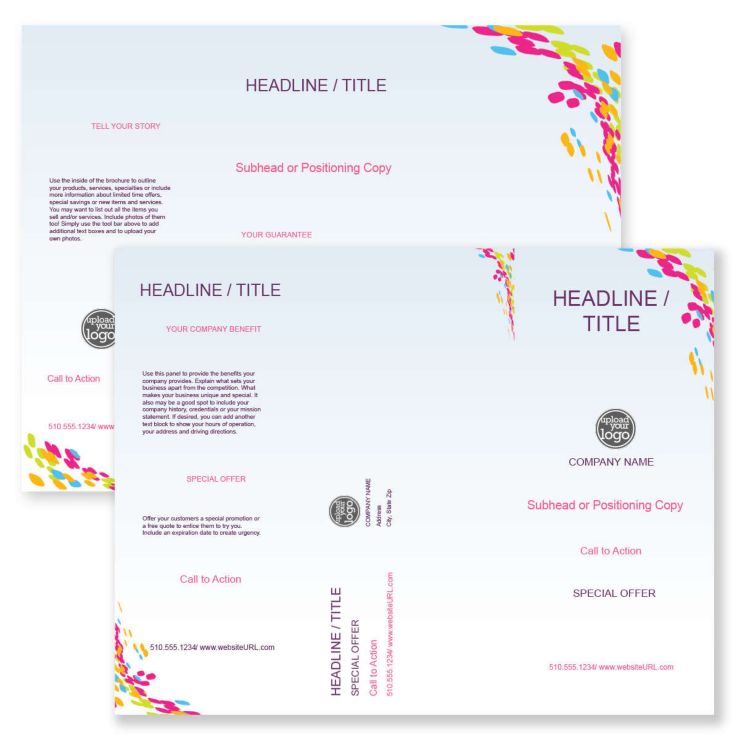 Colorful Speckles Brochure tri-fold 8-1/2x11 Rectangle - Grape Violet