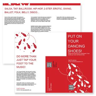 Dancing Shoes Brochure tri-fold 8-1/2x11 Rectangle - Red