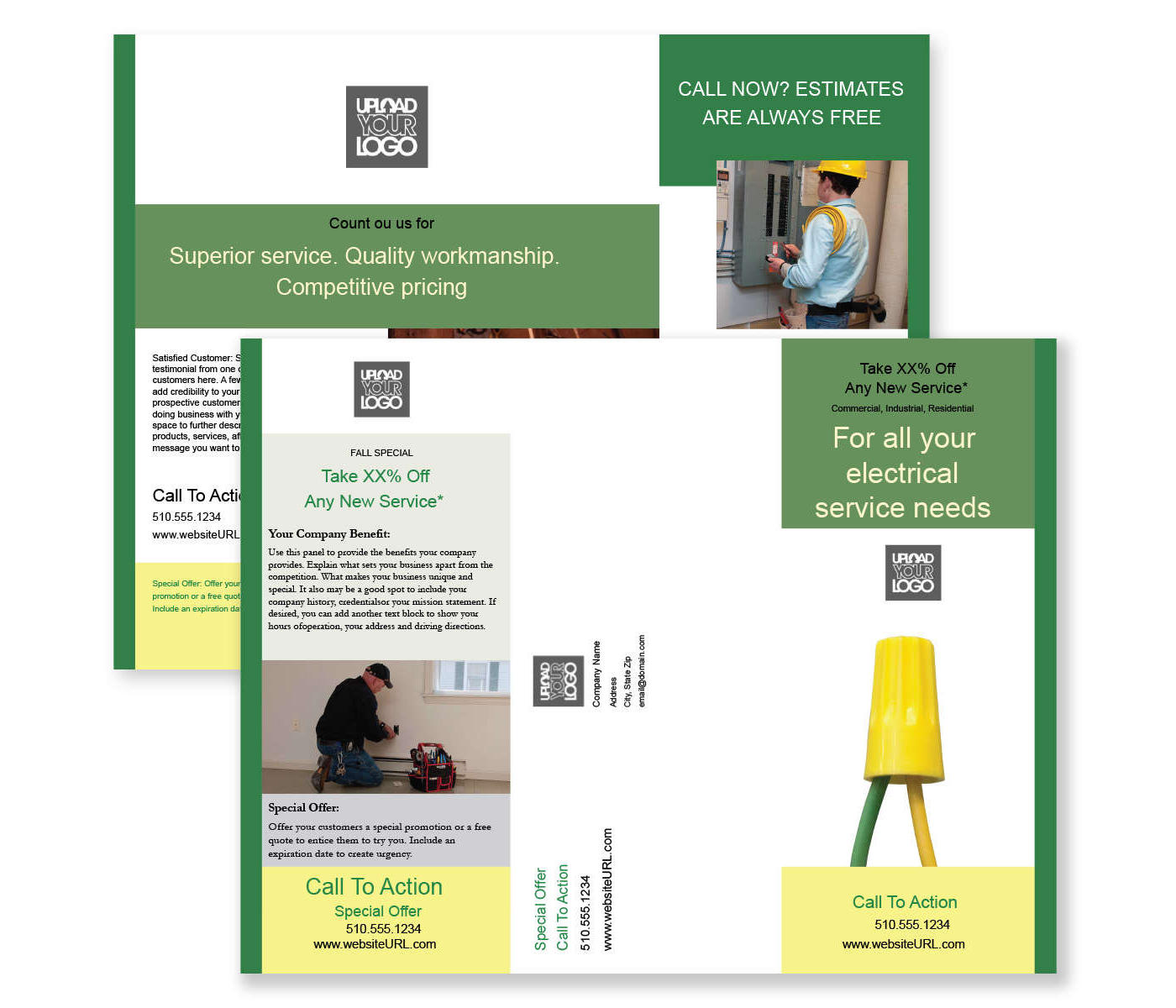 Electrical Service Brochure tri-fold 8-1/2x11 Rectangle - Moss Green