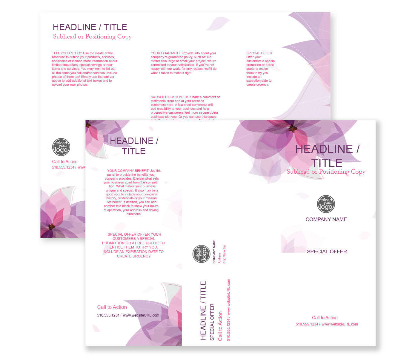 Purple Flower Brochure tri-fold 8-1/2x11 Rectangle - Affair Purple