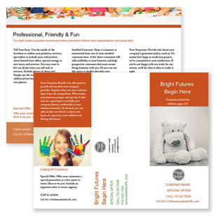 Nursery School Brochure tri-fold 8-1/2x11 Rectangle - Orange