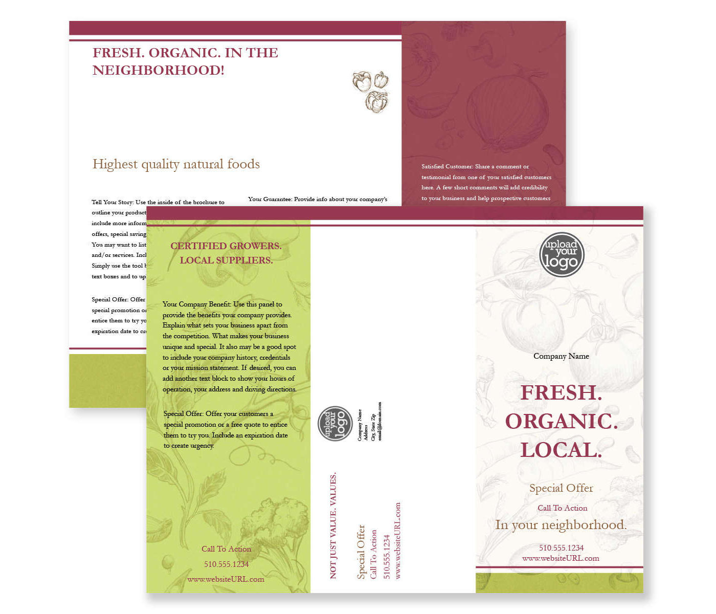 Fresh Food Brochure tri-fold 8-1/2x11 Rectangle - Kiwi Green