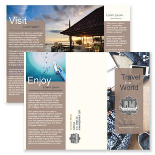 Travel The World Brochure tri-fold 8-1/2x11 Rectangle - Brown