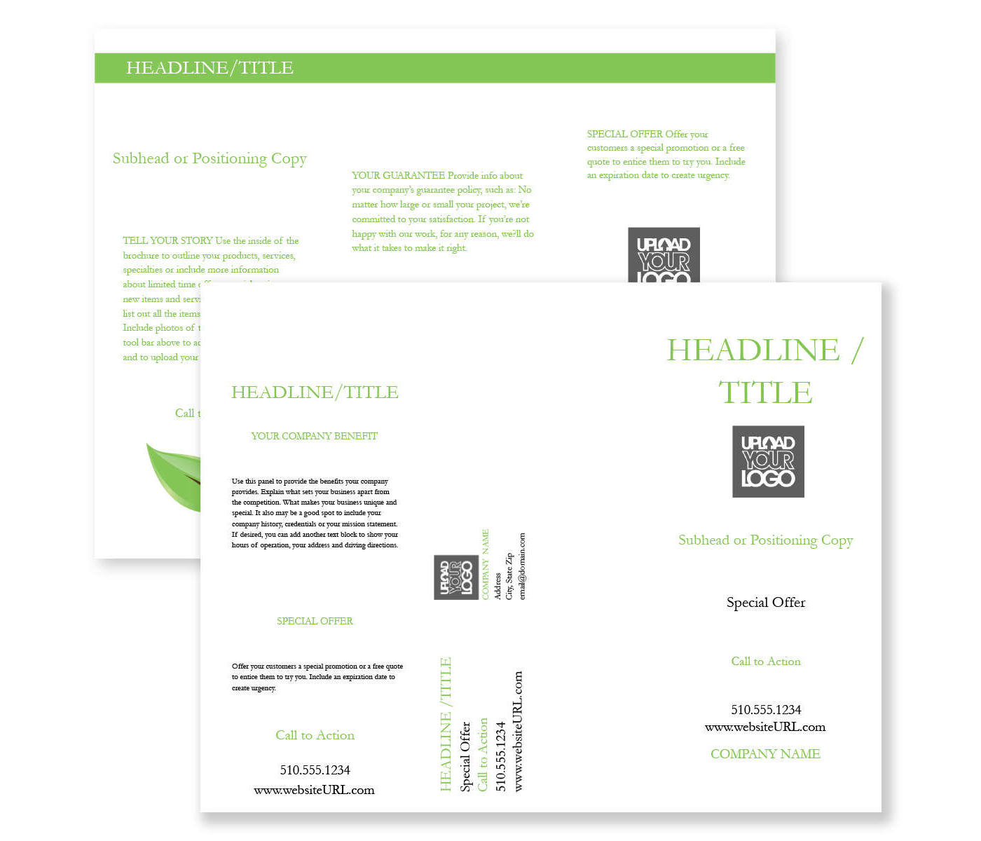 Green Leaves Brochure tri-fold 8-1/2x11 Rectangle - Moss Green