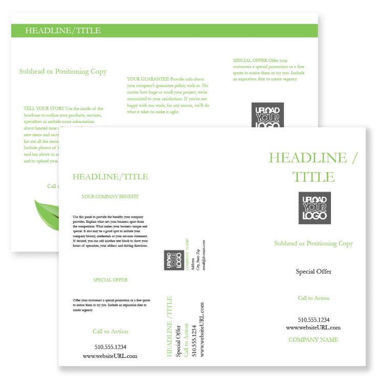 Green Leaves Brochure tri-fold 8-1/2x11 Rectangle - Moss Green