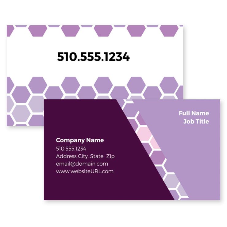 Honeycomb Pattern Business Card 2x3-1/2 Rectangle - Affair Purple