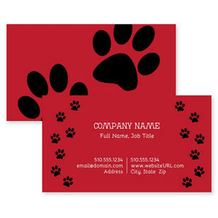 Paw Prints Business Card 2x3-1/2 Rectangle - Paprika Red