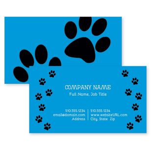 Paw Prints Business Card 2x3-1/2 Rectangle - Blue, Sky