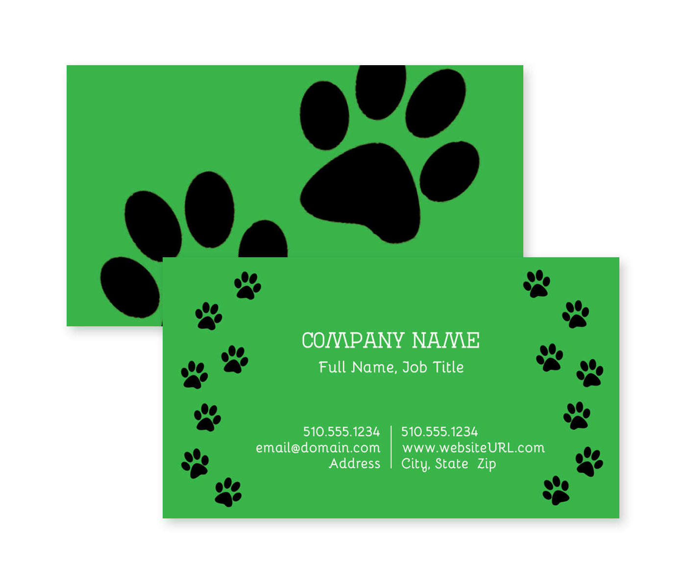 Paw Prints Business Card 2x3-1/2 Rectangle
