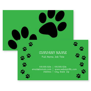 Paw Prints Business Card 2x3-1/2 Rectangle - Kiwi Green