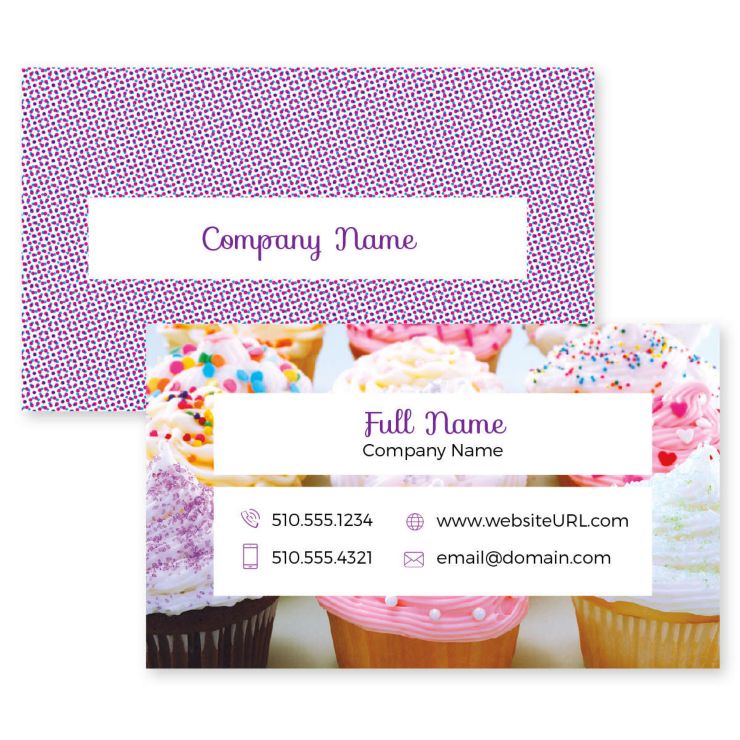 Sprinkled Buttercream Business Card 2x3-1/2 Rectangle - Flamingo Pink